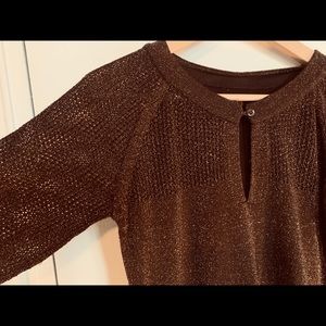 Mango bronze glitter 3/4 sleeved blouson sweater medium